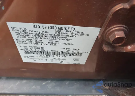 2018 Ford Ecosport Se from USA, damaged, VIN MAJ3P1TE9JC212858